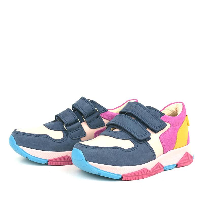 Rakerplus Hakiki Deri Lacivert Pembe Çocuk Sneakers Spor Ayakkabı - 6