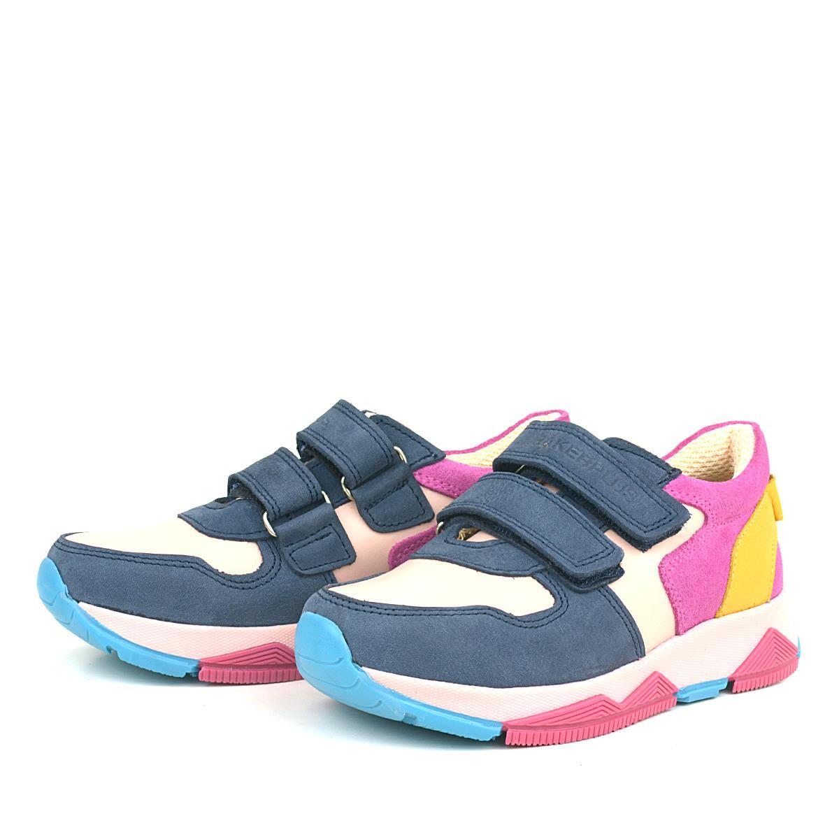 Rakerplus Hakiki Deri Lacivert Pembe Çocuk Sneakers Spor Ayakkabı - 6