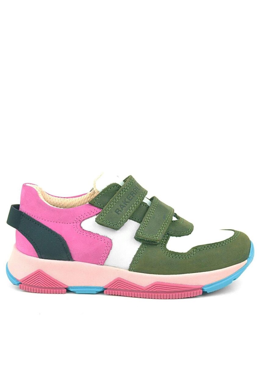 Rakerplus Hakiki Deri Yeşil Pembe Çocuk Sneakers Spor Ayakkabı - 3
