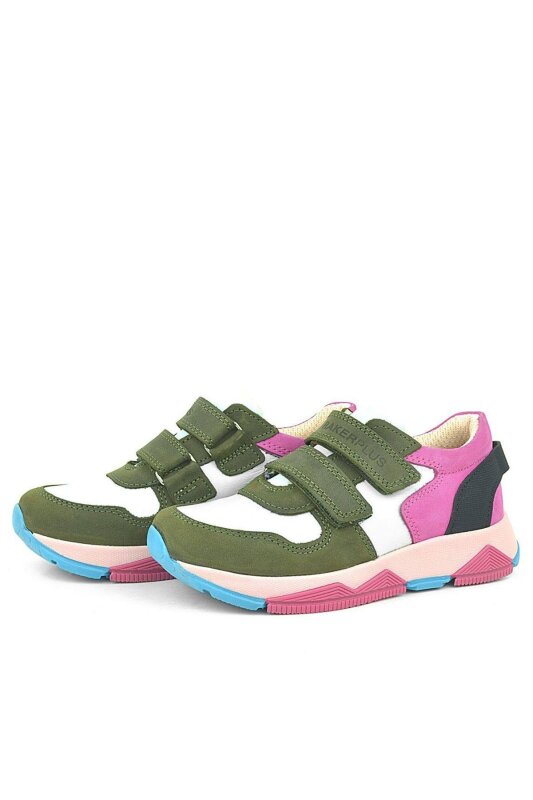 Rakerplus Hakiki Deri Yeşil Pembe Çocuk Sneakers Spor Ayakkabı - 4
