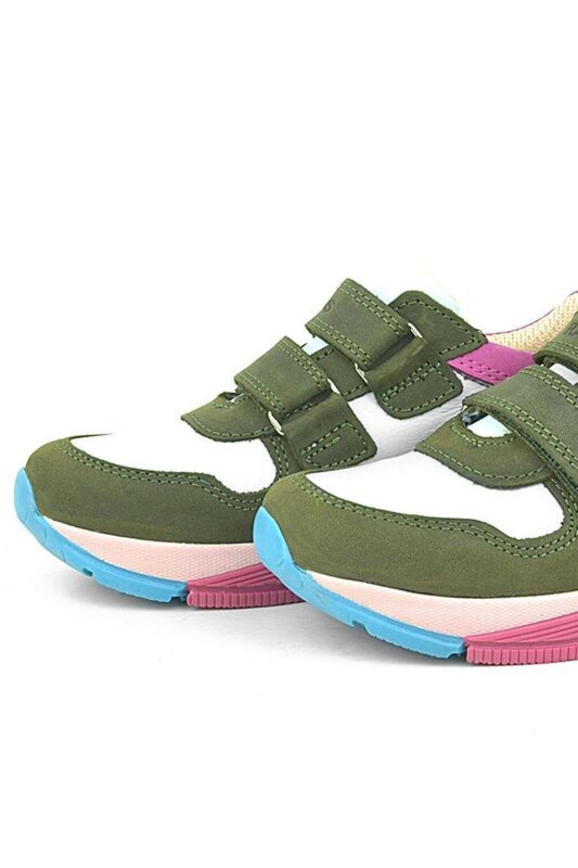 Rakerplus Hakiki Deri Yeşil Pembe Çocuk Sneakers Spor Ayakkabı - 6