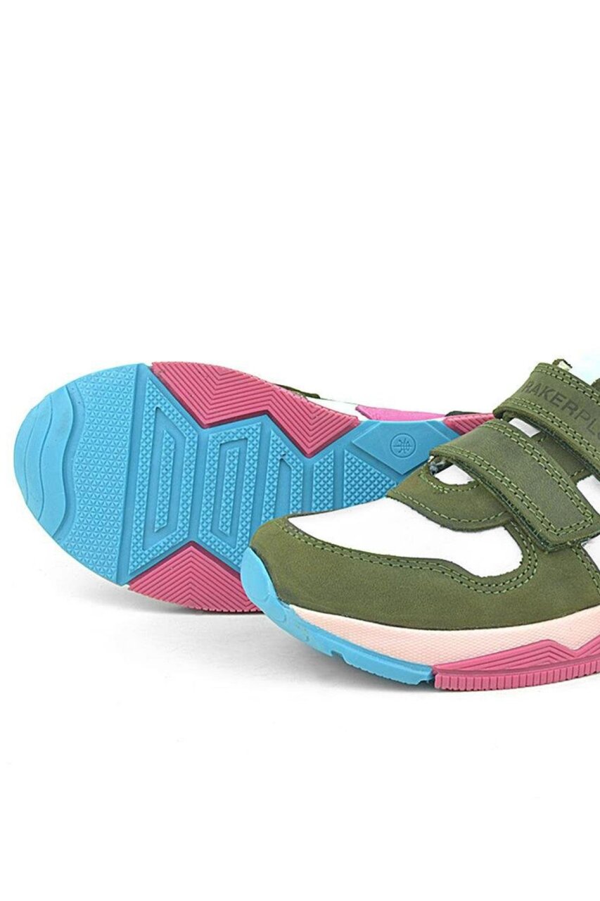 Rakerplus Hakiki Deri Yeşil Pembe Çocuk Sneakers Spor Ayakkabı - 7
