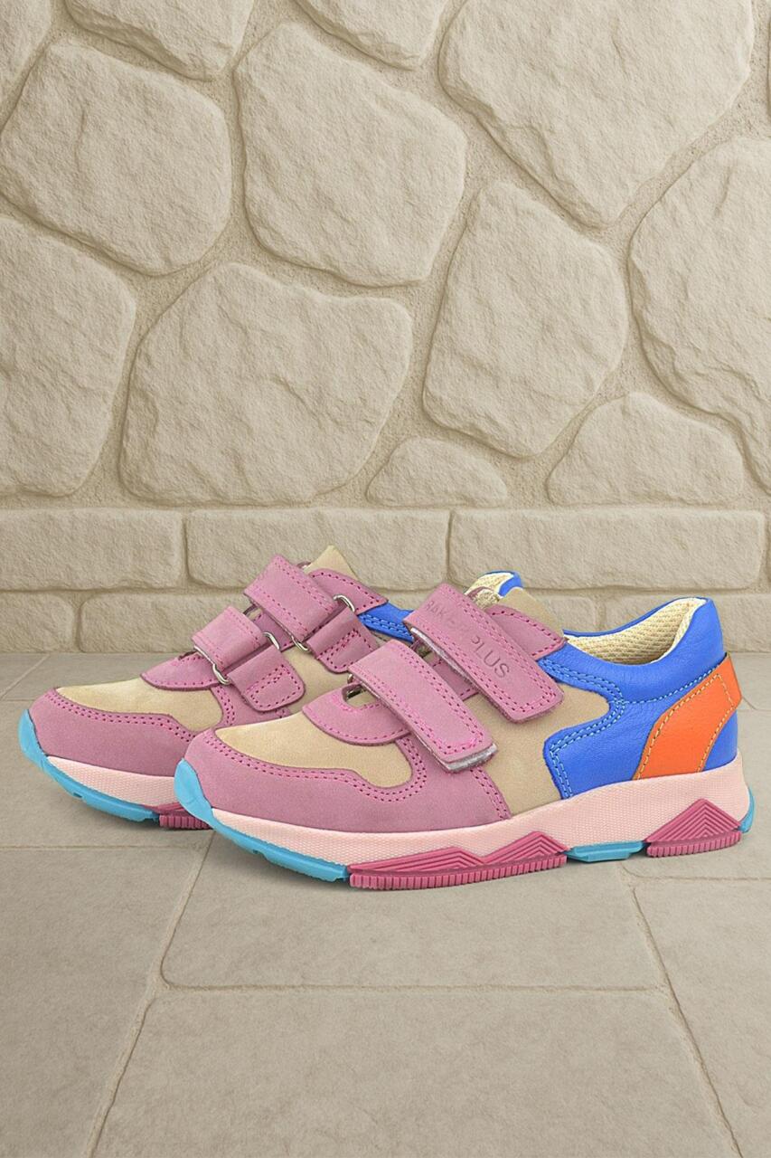 Rakerplus Hakiki Deri Pembe Çocuk Sneakers Spor Ayakkabı - 1