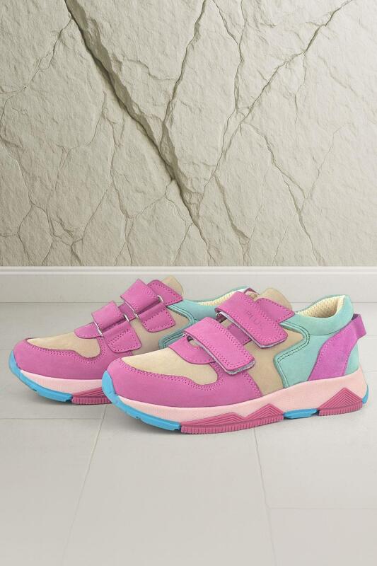 Rakerplus Hakiki Deri Fuşya Pembe Çocuk Sneakers Spor Ayakkabı - Rakerplus