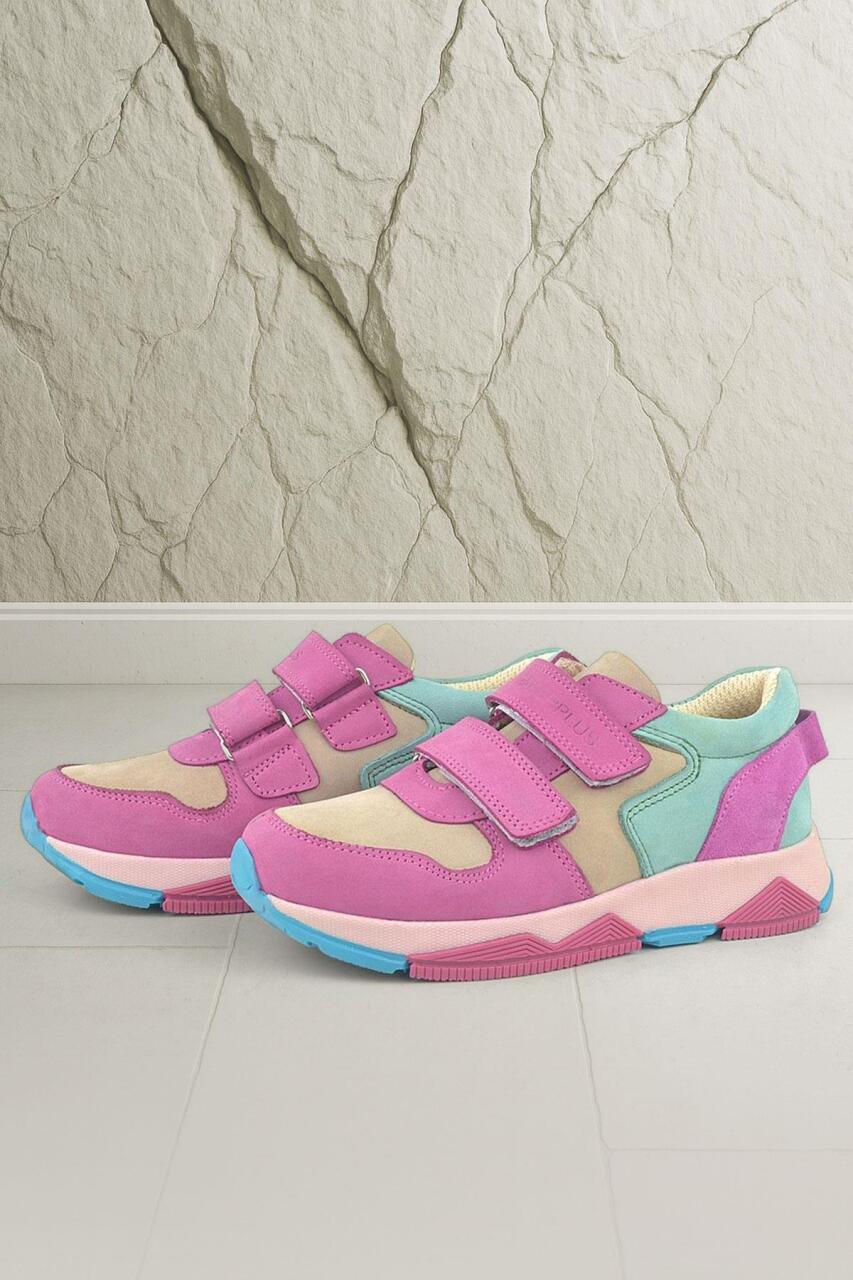 Rakerplus Hakiki Deri Fuşya Pembe Çocuk Sneakers Spor Ayakkabı - 1