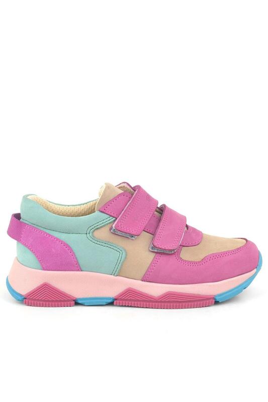 Rakerplus Hakiki Deri Fuşya Pembe Çocuk Sneakers Spor Ayakkabı - 3