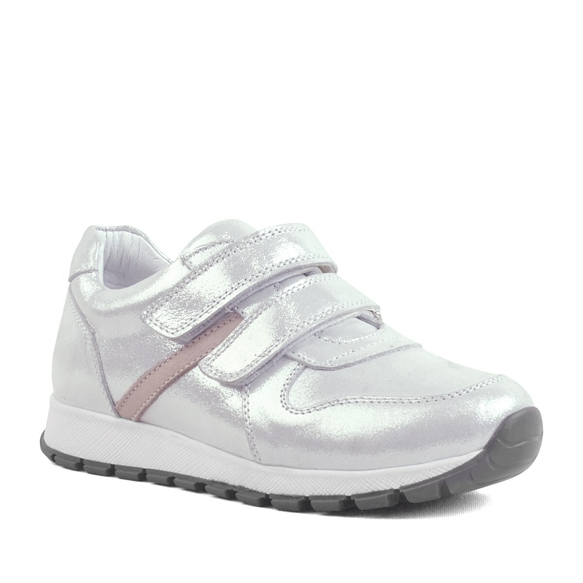 Rakerplus Hakiki Deri Gümüş Cırtlı Kız Çocuk Spor Ayakkabı - 1
