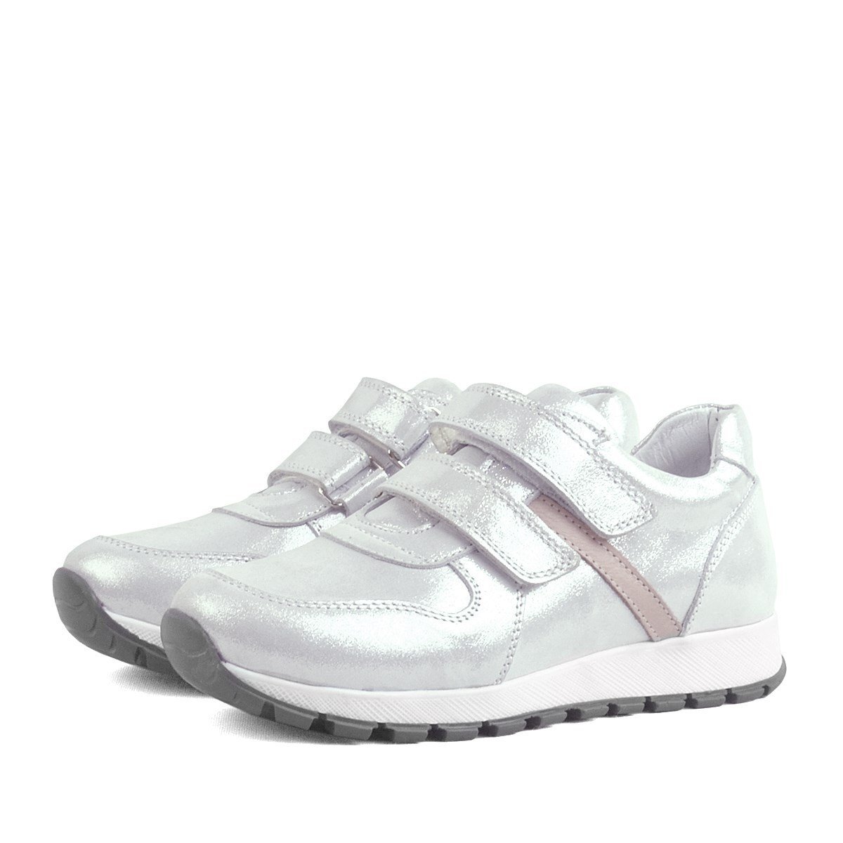 Rakerplus Hakiki Deri Gümüş Cırtlı Kız Çocuk Spor Ayakkabı - 3
