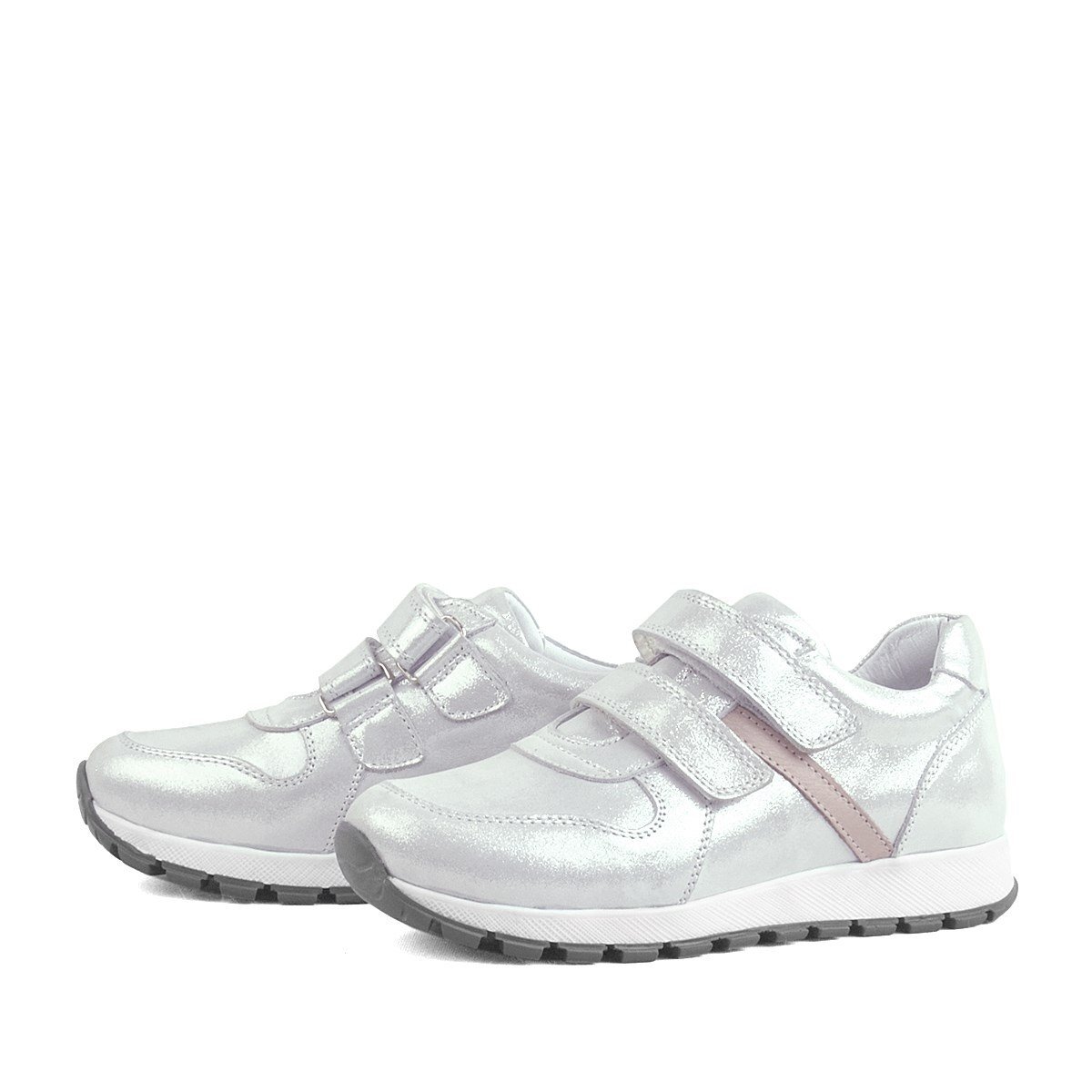 Rakerplus Hakiki Deri Gümüş Cırtlı Kız Çocuk Spor Ayakkabı - 4