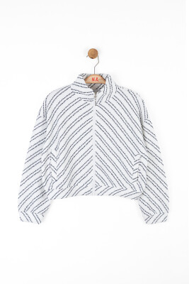 Kız Çocuk Hırka 8-14 Yaş 37328 Krem-Siyah - 5