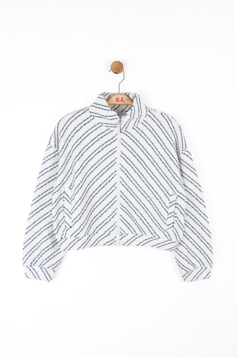 Kız Çocuk Hırka 8-14 Yaş 37328 Krem-Siyah - 5