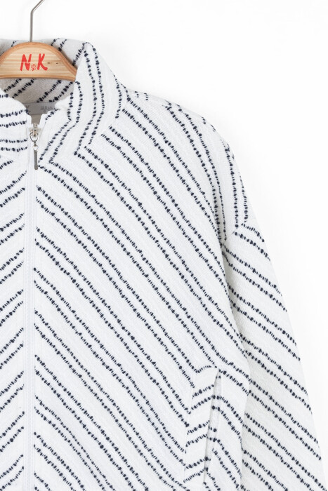 Kız Çocuk Hırka 8-14 Yaş 37328 Krem-Siyah - 7