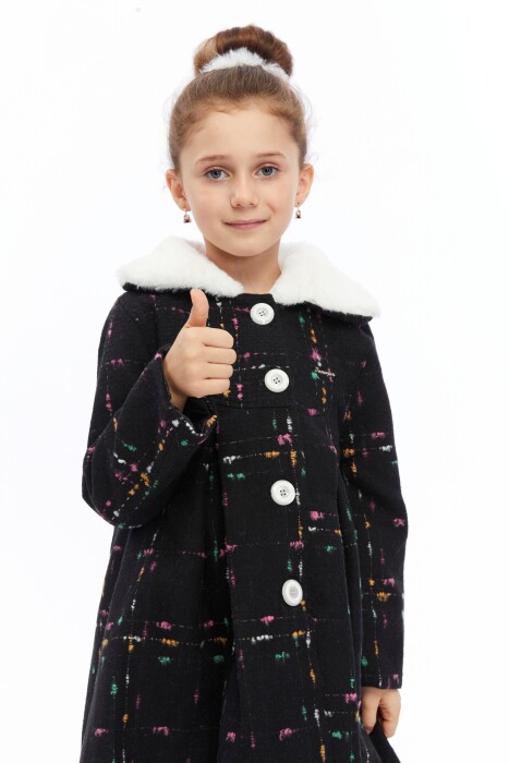 Kız Çocuk Kaban 7-12 Yaş 6557 Siyah - 2