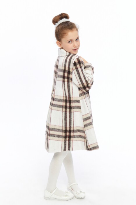 Kız Çocuk Kaban 6-10 Yaş 6540 Beyaz - Bej - 3