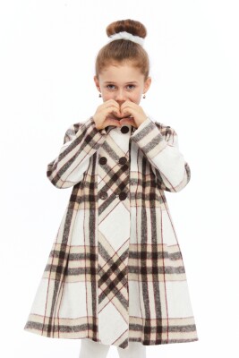 Kız Çocuk Kaban 6-10 Yaş 6540 Beyaz - Bej - 4