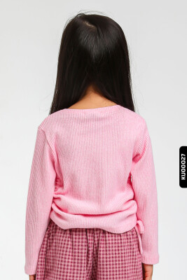 Uzun Kollu Bisiklet Yaka Kız Çocuk Kazak 1-5 Yaş 35619 Pembe - 2