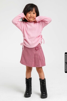 Uzun Kollu Bisiklet Yaka Kız Çocuk Kazak 1-5 Yaş 35619 Pembe - 3