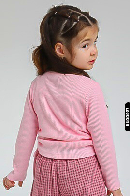 Uzun Kollu Bisiklet Yaka Kız Çocuk Kazak 1-5 Yaş 35619 Pembe - 4