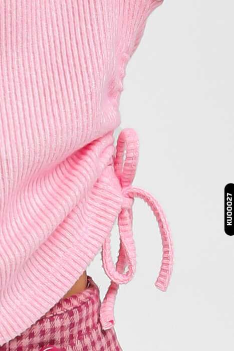 Uzun Kollu Bisiklet Yaka Kız Çocuk Kazak 1-5 Yaş 35619 Pembe - 6