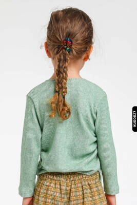 Uzun Kollu Bisiklet Yaka Kız Çocuk Kazak 1-5 Yaş 35619 Açik Yeşil - 2