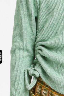 Uzun Kollu Bisiklet Yaka Kız Çocuk Kazak 1-5 Yaş 35619 Açik Yeşil - 4