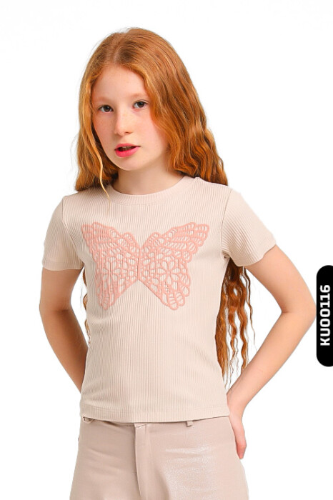 Kız Çocuk Kazak 5-14 Yaş 35800 Pudra - 2