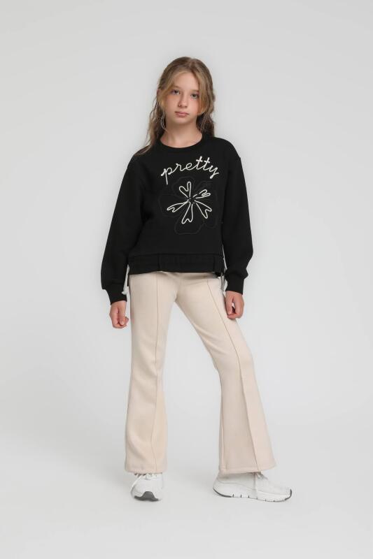 Kız Çocuk Alt Üst 2 Parçalı Kombin Takmı 5-13 Yaş SET0364 Siyah - ESCABEL