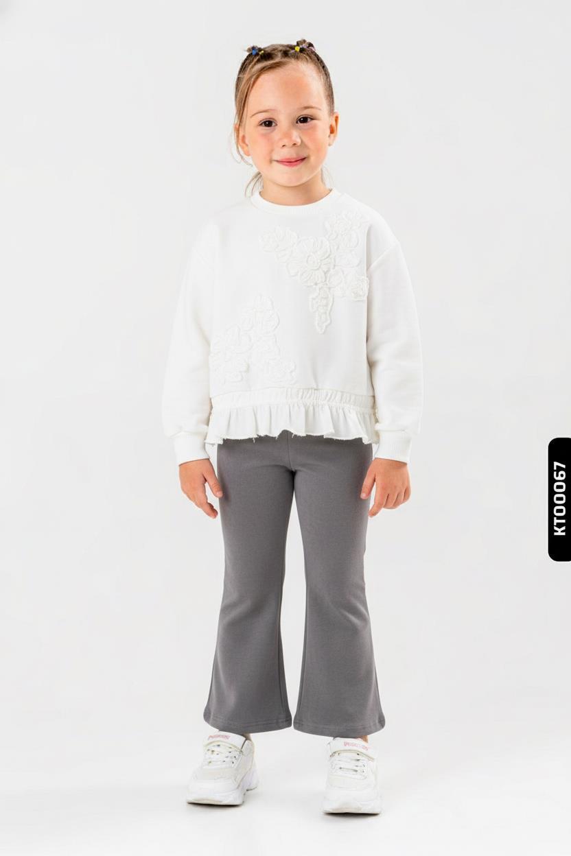 Kız Çocuk 2'li Kombin Takmı 5-14 Yaş SET0404 Antrasıt - 1