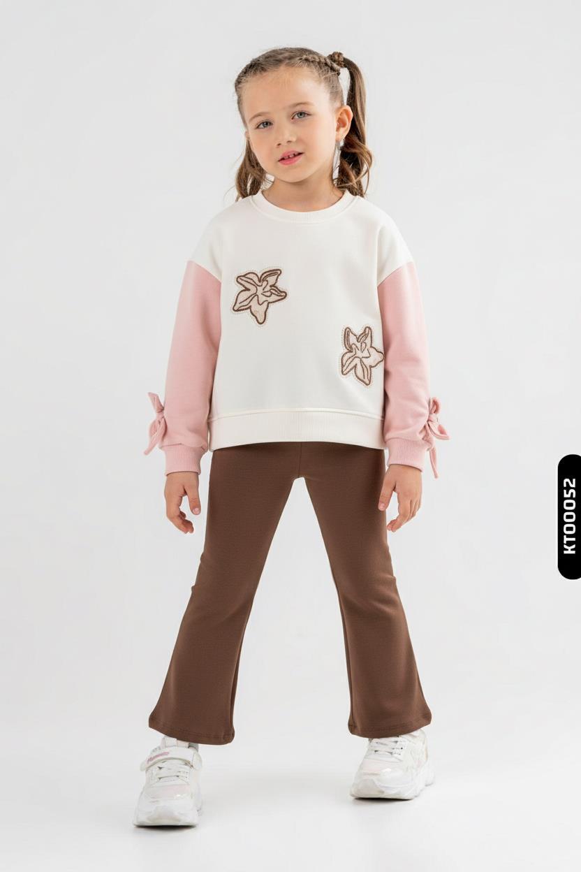 Kız Çocuk 2'li Kombin Takmı 5-14 Yaş SET0407 Kahve - 1