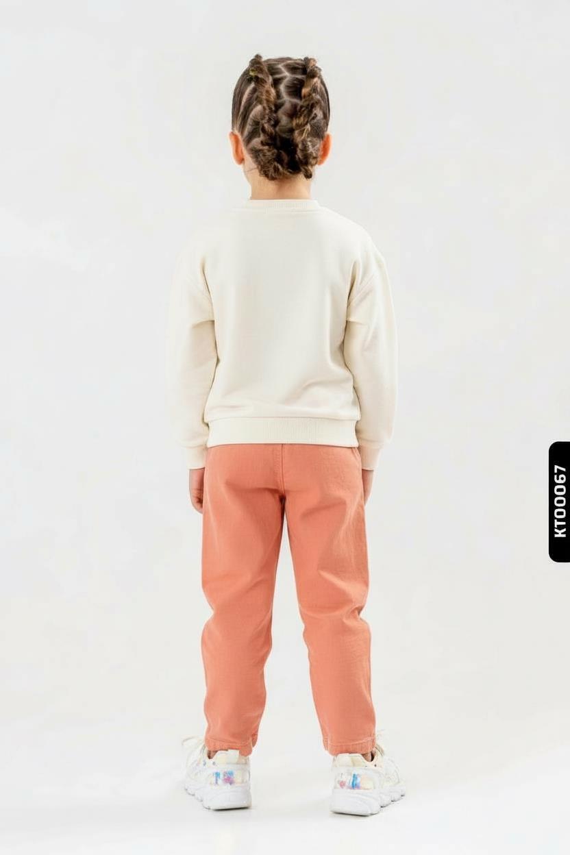 Kız Çocuk 2'li Kombin Takmı 4-8 Yaş SET0408 Pudra - 2