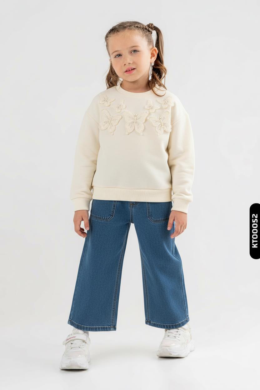 Kız Çocuk 2'li Kombin Takmı 4-8 Yaş SET0411 Mavi - 1