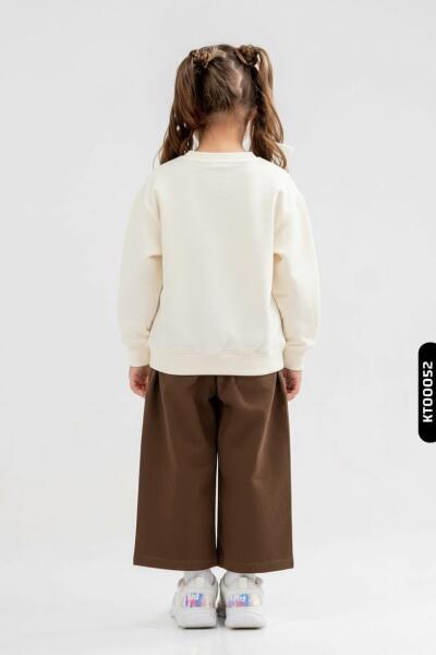 Kız Çocuk 2'li Kombin Tkamı 4-8 Yaş SET0412 Kahverengi - 2