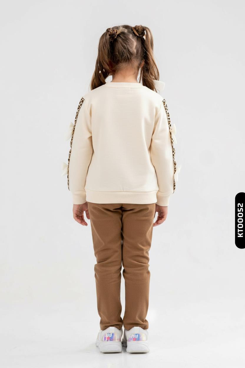 Kız Çocuk 2'li Kombin Takmı 4-8 Yaş SET0415 Kahverengi - 2