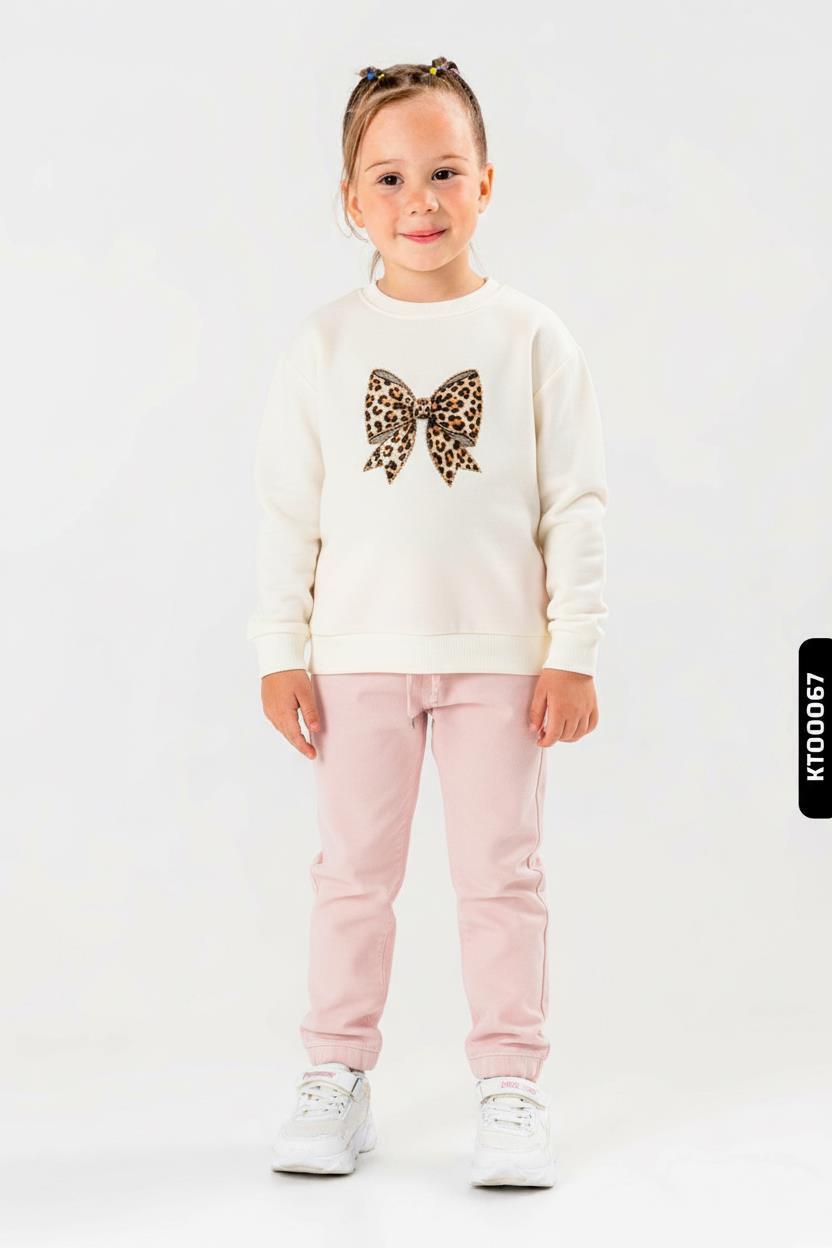 Kız Çocuk 2'li Kombin Takmı 4-8 Yaş SET0416 Pembe - 1