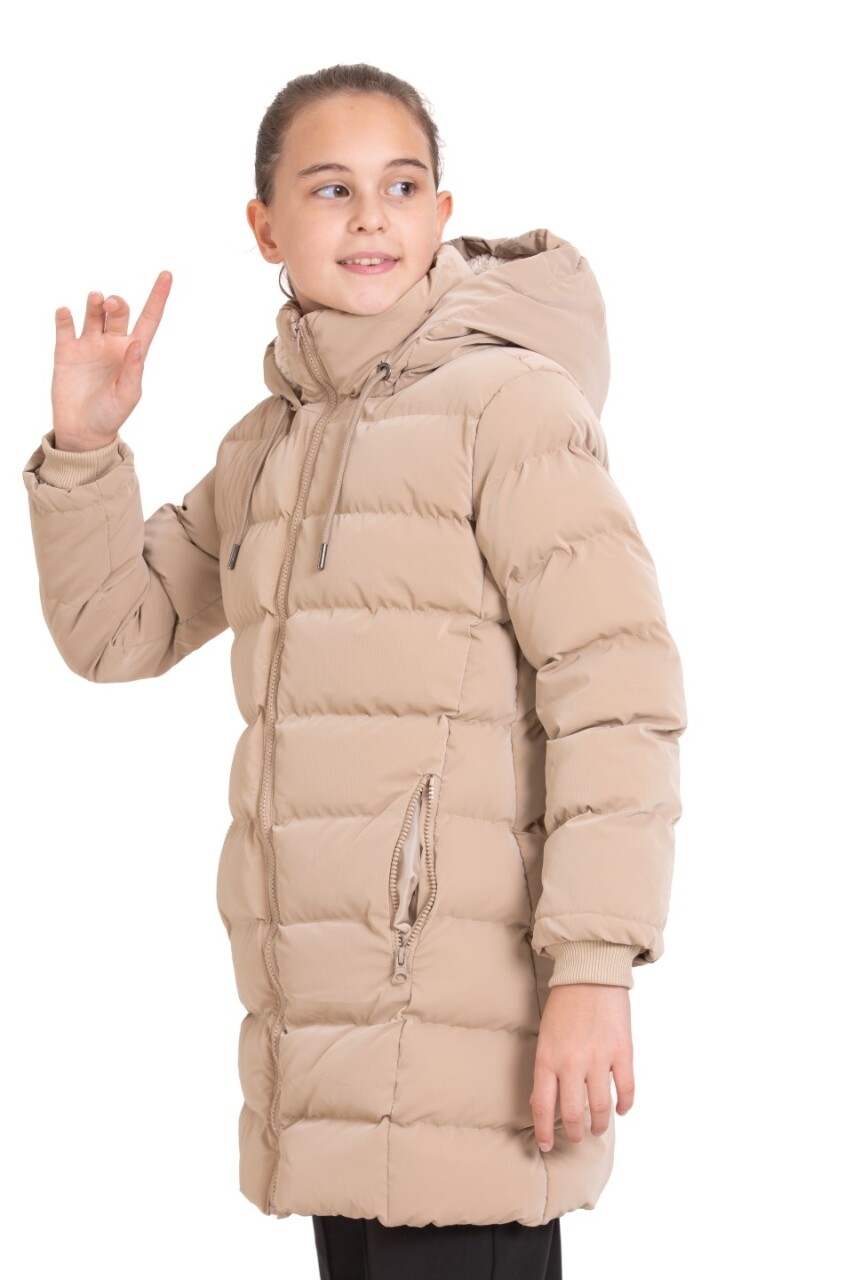 Kız Çocuk Mont 9-12 Yaş 8046 Vizon - 2