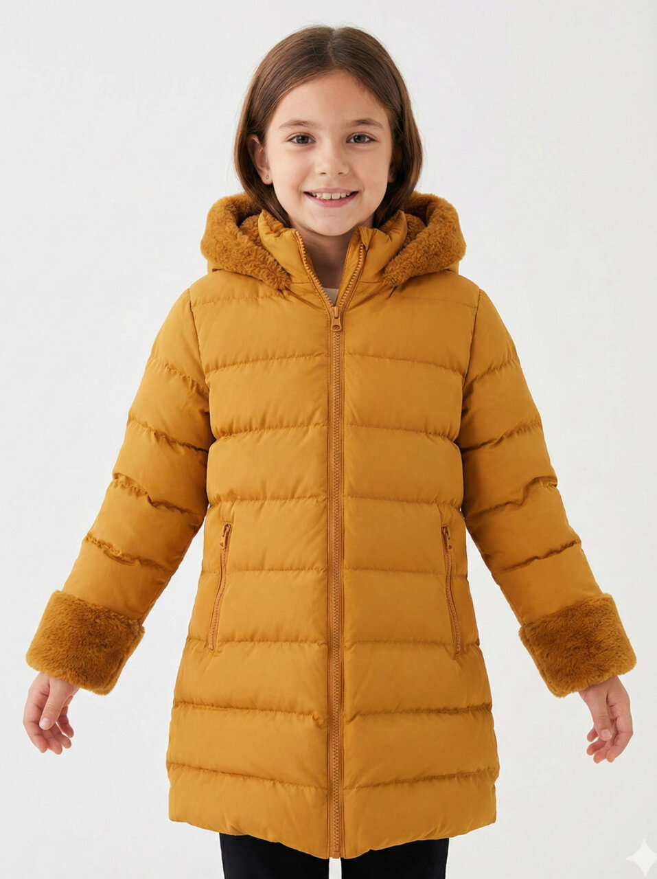 Kız Çocuk Mont 7-10 Yaş 8051 Kahve - 2