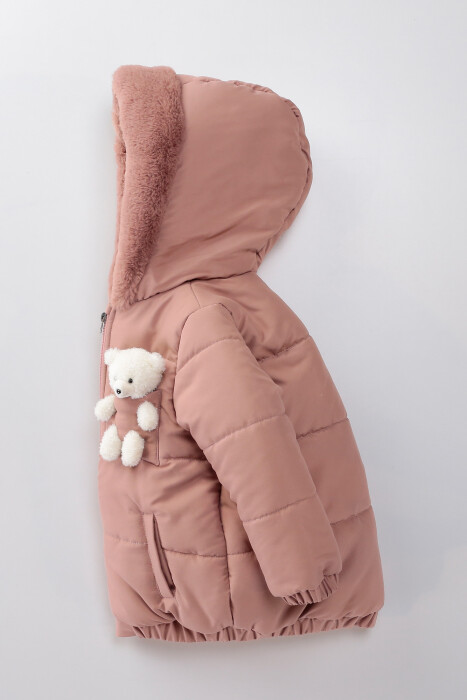 Su Ve Rüzgar Geçiemez Kapüşonlu Şişme Peluş Kışlık Kız Çocuk Mont 2-6 Yaş 50326 - 6