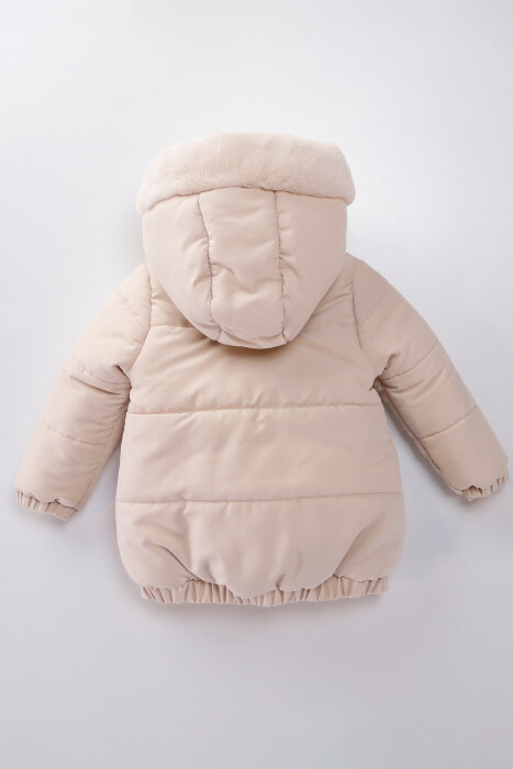 Su Ve Rüzgar Geçiemez Kapüşonlu Şişme Peluş Kışlık Kız Çocuk Mont 2-6 Yaş 50326 - 7