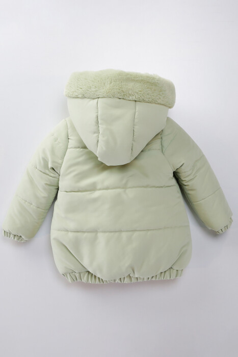 Su Ve Rüzgar Geçiemez Kapüşonlu Şişme Peluş Kışlık Kız Çocuk Mont 2-6 Yaş 50326 - 6