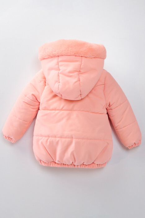 Su Ve Rüzgar Geçiemez Kapüşonlu Şişme Peluş Kışlık Kız Çocuk Mont 2-6 Yaş 50326 - 6