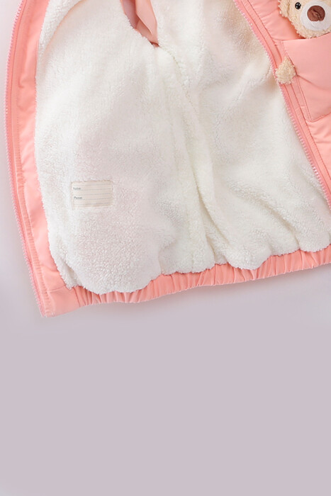 Su Ve Rüzgar Geçiemez Kapüşonlu Şişme Peluş Kışlık Kız Çocuk Mont 2-6 Yaş 50326 - 5