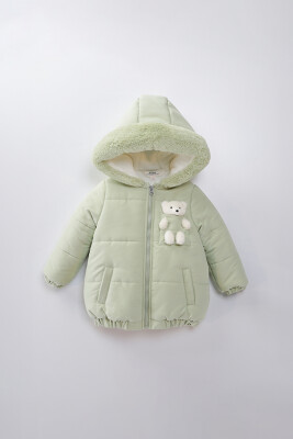 Su Ve Rüzgar Geçiemez Kapüşonlu Şişme Peluş Kışlık Kız Çocuk Mont 2-6 Yaş 50326 - 2