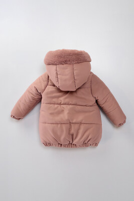 Su Ve Rüzgar Geçiemez Kapüşonlu Şişme Peluş Kışlık Kız Çocuk Mont 2-6 Yaş 50326 - 5
