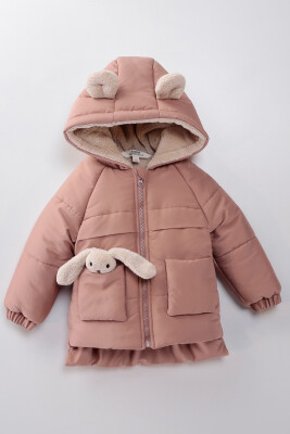 Su Ve Rüzgar Geçiemez Kapüşonlu Şişme Peluş Kışlık Kız Çocuk Mont 2-6 Yaş 50327 