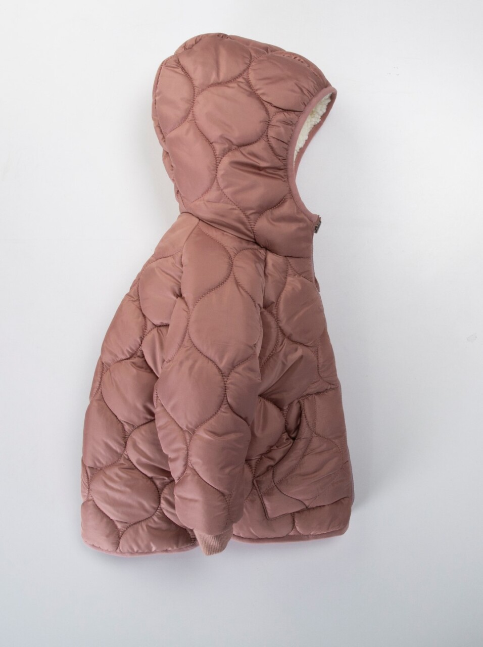 Çift Taraflı İçi Polarlı Rüzgar Geçirmez Kapüşonlu Şişme Kız Çocuk Mont 2-6 Yaş 50316 Gül Kurusu - 2