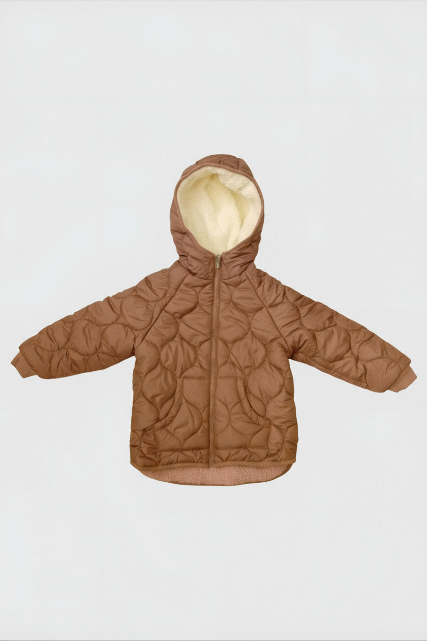 Çift Traflı İçi Polarlı Rüzgar Geçirmez Kapüşonlu Şişme Kız Çocuk Mont 6-10 Yaş 50323 Gül Kurusu - 1