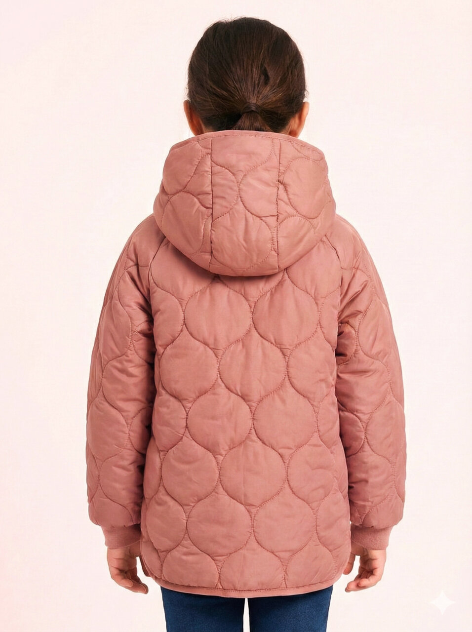 Çift Traflı İçi Polarlı Rüzgar Geçirmez Kapüşonlu Şişme Kız Çocuk Mont 6-10 Yaş 50323 Gül Kurusu - 2