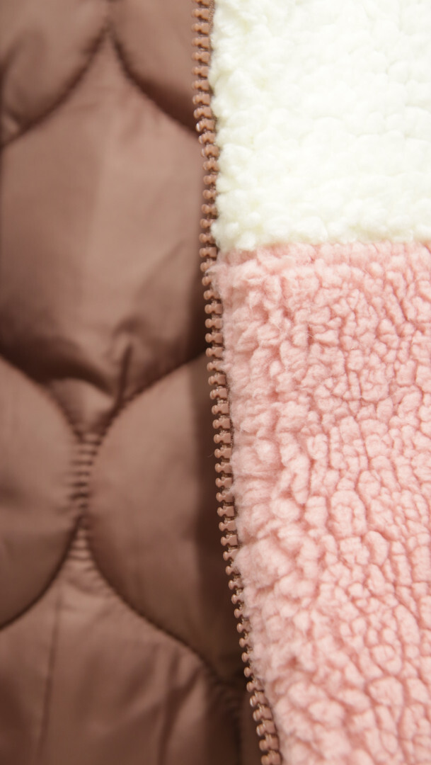 Çift Traflı İçi Polarlı Rüzgar Geçirmez Kapüşonlu Şişme Kız Çocuk Mont 6-10 Yaş 50323 Gül Kurusu - 4