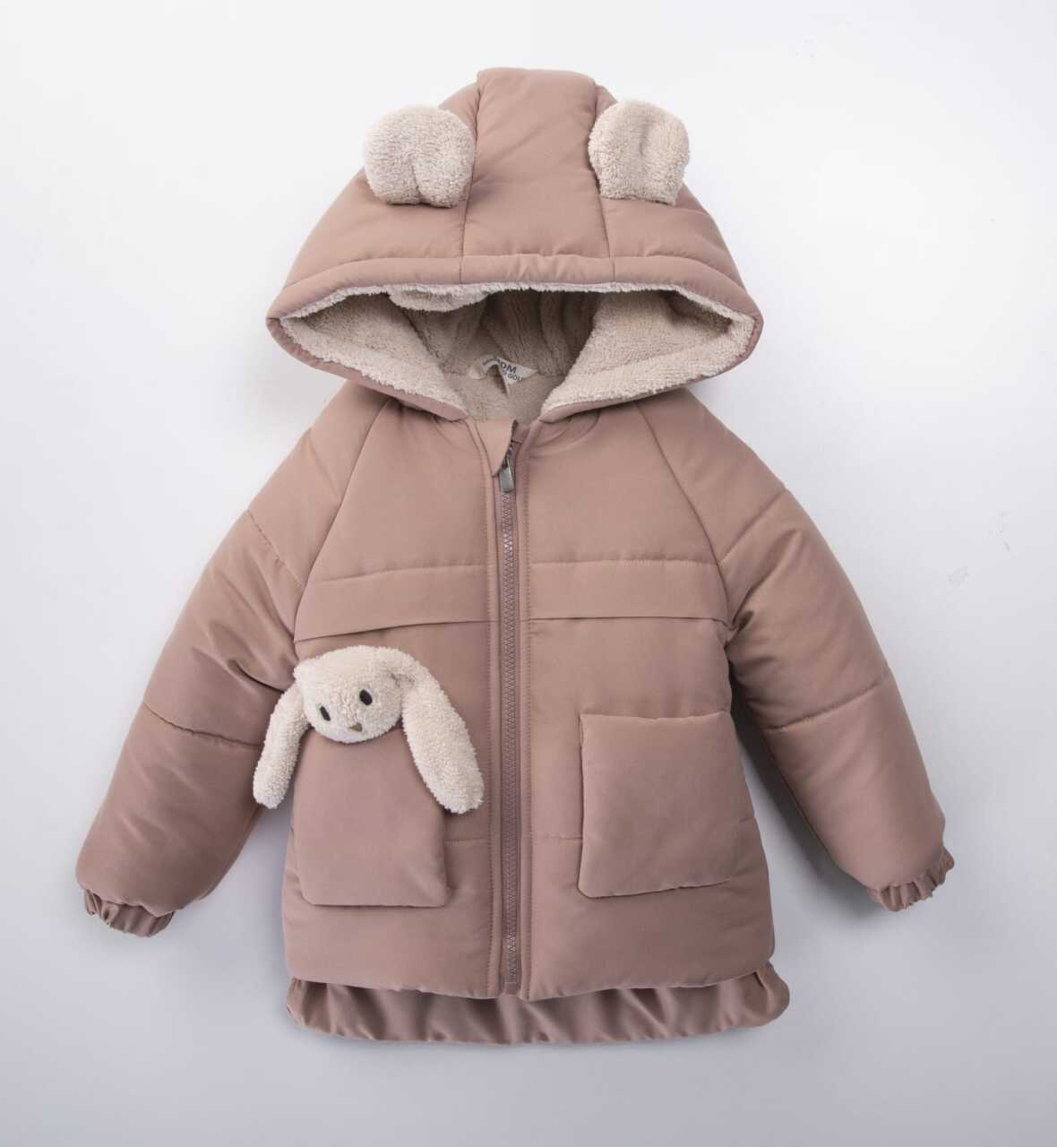 Su Ve Rüzgar Geçiemez Kapüşonlu Şişme Peluş Kışlık Kız Çocuk Mont 2-6 Yaş 50327 Gül Kurusu - 1