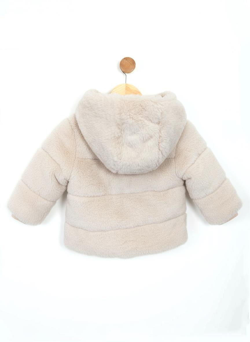 İçi Ve Dışı Polarlı Su Ve Rüzgar Geçirmez Kapüşonlu Kız Çocuk Mont 2-6 Yaş 50411 Ekru - 2